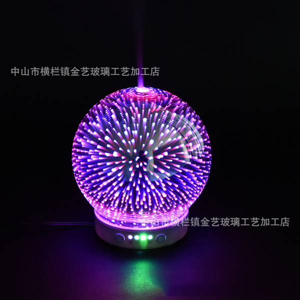 加工定制3D玻璃罩_創意七彩燈玻璃球罩_超聲波香薰機