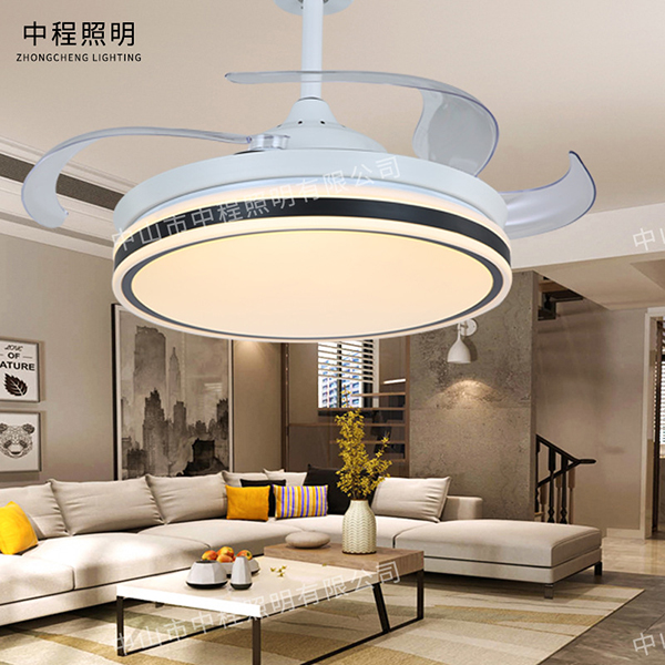 客廳現代簡約隱形帶風扇電扇吊燈，后現代吊燈廠家