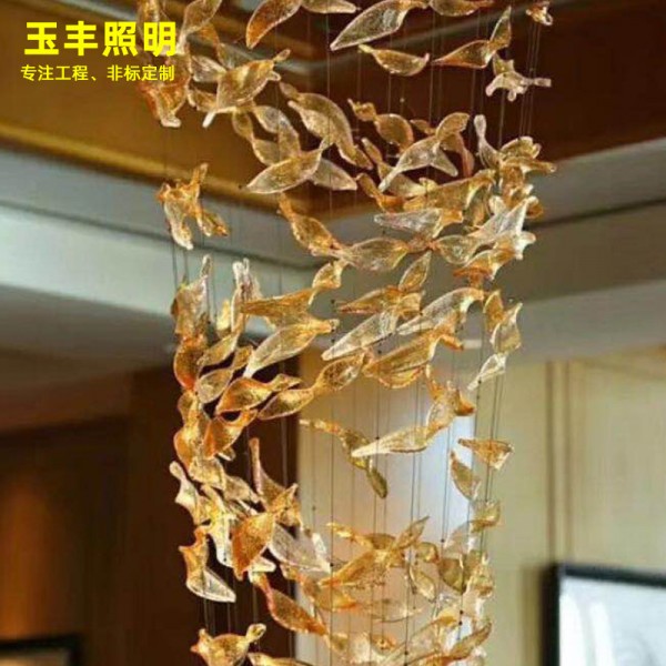 大型酒店大堂玻璃吊燈賓館創意水晶造型非標工程燈
