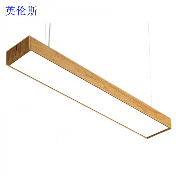 led辦公燈木紋燈led辦公室長條吊燈原木餐廳餐桌吊燈